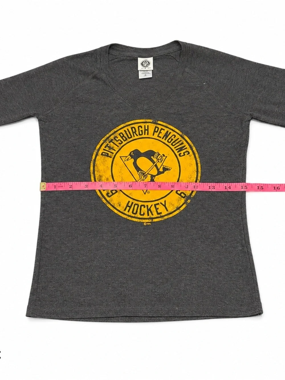 NHL Pittsburgh Penguins Youth L 12/14 Gray 1967 Hockey Long Sleeve V-Neck